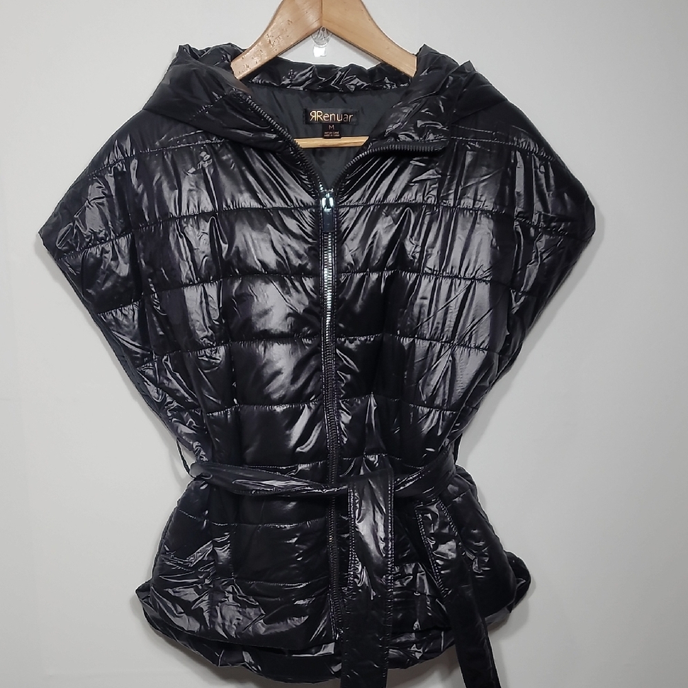 Renuar Shiny Lightweight Black Puffer Vest Jacket